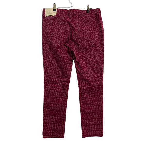 Ann Taylor Loft | Women's Pink Modern Straight Geometric Print Jeans 8 29x32 - Picture 4 of 7